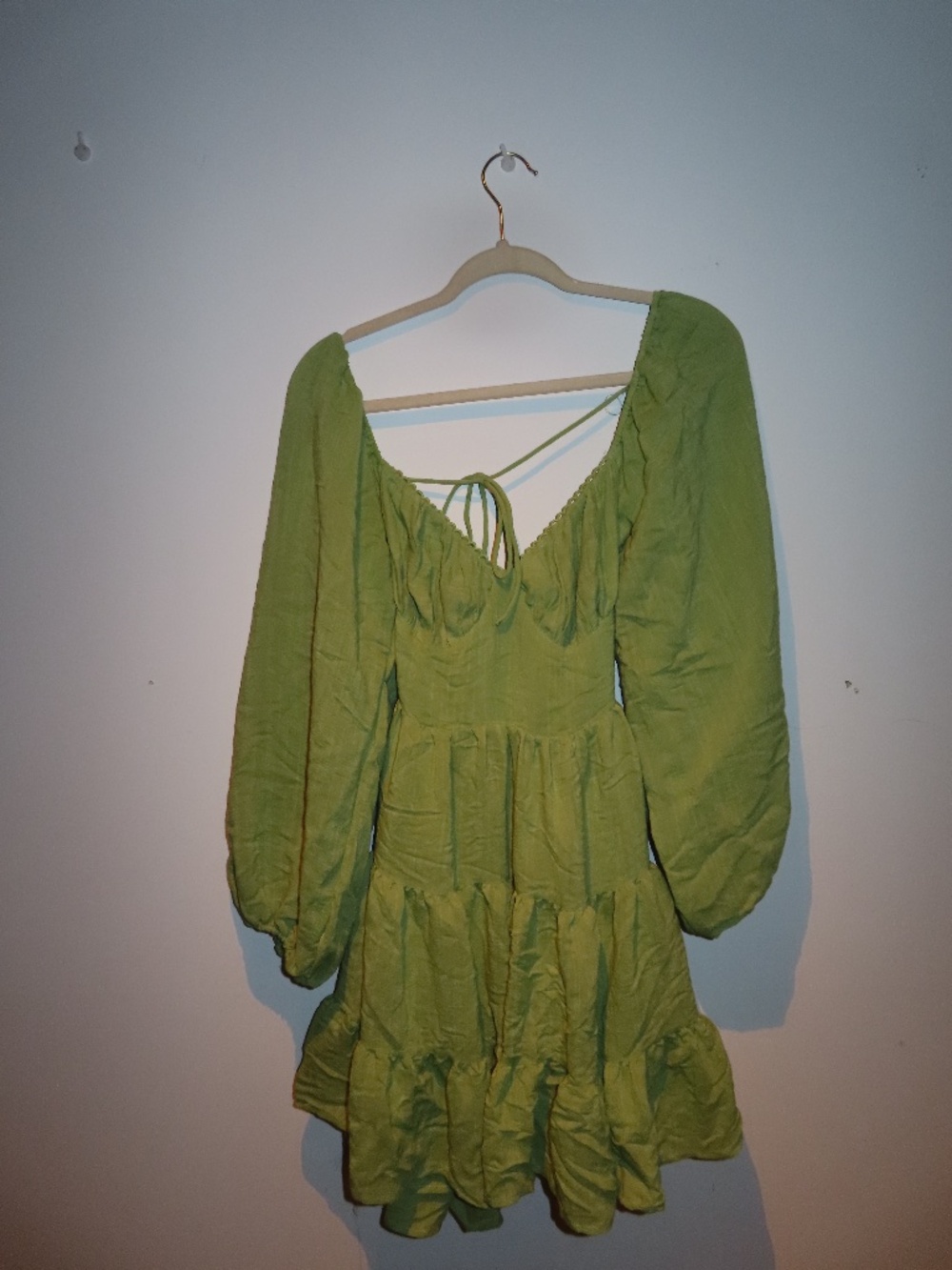 Princess Polly green mini dress long sleeve